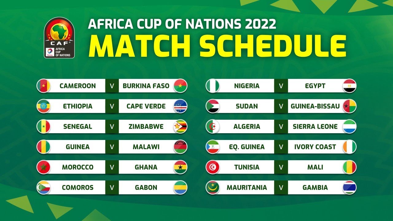 AFCON 2022: The Schedule Of Matches